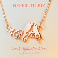 greek ape necklace with two birds on a branch